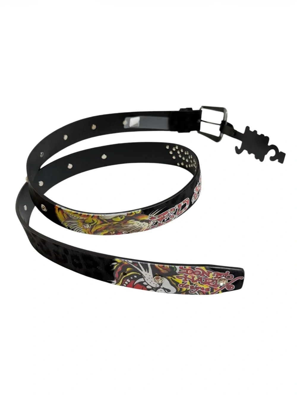 NEW Ed Hardy Leopard Black Rhinestone Belt Black Women L XL Y2K